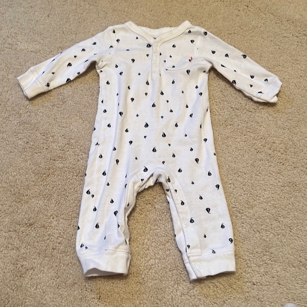 Footless onesie with boats, 6 months